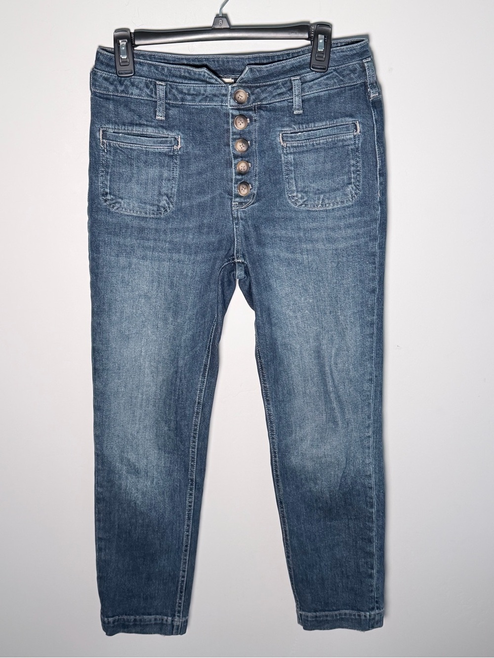 Pilcro Anthropologie High-Rise Slim Jeans Women's 28 Button Fly Utility Pockets - Picture 3 of 15